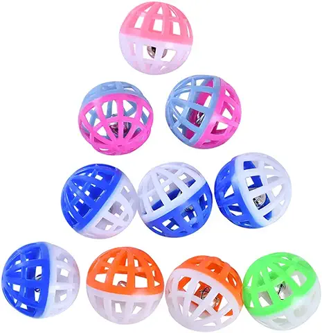 QLPXY Bola De Campana De 10 Piezas,Bola Hueca De Plástico para Mascotas, No Tóxica Y Ecológica,es Un Juguete Universal para Loros,pájaros, Gatos Y Hámsteres  