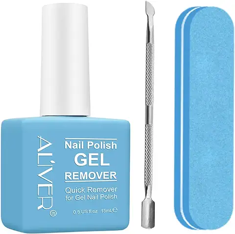 Quitaesmalte 15 ml para Uñas, con Herramienta para Empujar Cutículas, Elimina el Esmalte en gel en 2-4 Minutos, sin Necesidad de Papel de Aluminio, Remojo o Envoltorio, Bricolaje Seguro y Rápido  