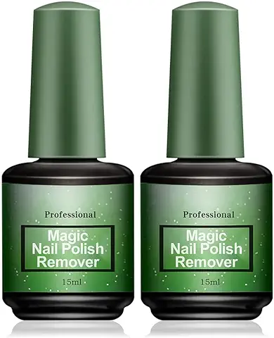 Quitaesmalte, Quitaesmalte de Gel, Magic Remover Rápido de Esmalte de Uñas, Seguro y Eficaz sin Dañar las Uñas (2 Piezas*15ml)  