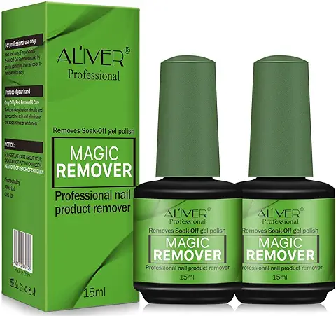 Quitaesmalte Uñas Gel Paquete de 2, Removedor Esmalte Semipermanente Profesional, Quita Esmaltes Permanentes para Uñas, Elimina Fácil y Rápidamente el Esmalte de Uñas en 3-5 Minutos, No Daña las Uñas  