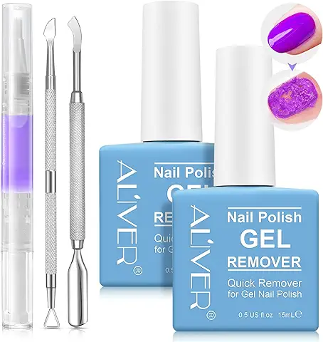 Quitaesmaltes de Uñas,Removedor de Esmalte de Uñas Profesional Remueve el Esmalte en 3-5 Minutos Sin Dañar, para Uñas Naturales, de Gel, Esculpidas 2PCS Herramientas& Pluma de Aceite Nutricional  