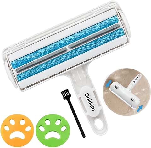 Quitapelos y Rodillos para Mascotas, Dokkita Cepillo de Limpieza Removedor de Pelaje para Perro y Gato + 2 Lavadoras de Pelo Reutilizables, Mágico Depilación Eliminador de Pelo para Animales  