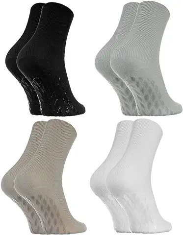 Rainbow Socks - Hombre Mujer Calcetines Diabéticos Sin Goma Antideslizantes ABS - 4 Pare  