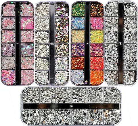 Ranvi 3000 Piezas de Diamantes de Imitación para Uñas, con Forma de gota de Diamante, Multicolor, Adecuado para Decoración de Uñas, Manualidades, Teléfono, Ropa, Zapatos (5 Cajas)  
