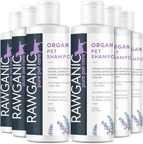 Rawganic Champú Ecológico para Mascotas | Suave Champú Natural Calmante e Hidratante para Perros y Gatos (6 Paquetes)  