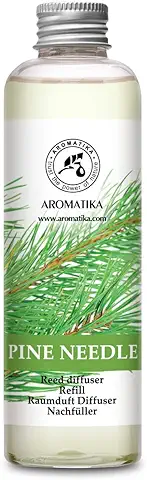 Recarga del Difusor de Caña de Agujas de Pino 200ml - 100% Puro y Natural - Set de Fragancia Ambiental para Aromatizar Aire Interno para Cuartos - Baños - Hogares - Restaurantes  