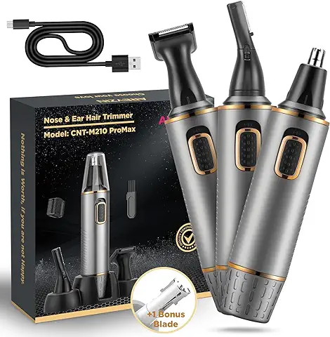 Recargable Cortapelos Nariz,Profesional 3 en 1 Recortador Pelos Nariz,Indoloro Corta Pelos Oreja y Nariz para la Cara,la Barba y las Cejas,IPX7 Impermeable,cuchillas de Doble filo  