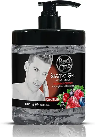 RedOne Transparente Gel de Afeitar Para Hombres Gel de Afeitado Frutas Del Bosque 1000ml Bomba de Dosificación Barber Gel No Espuma para Afeitarse con Precisión los Contornos de la Barba  
