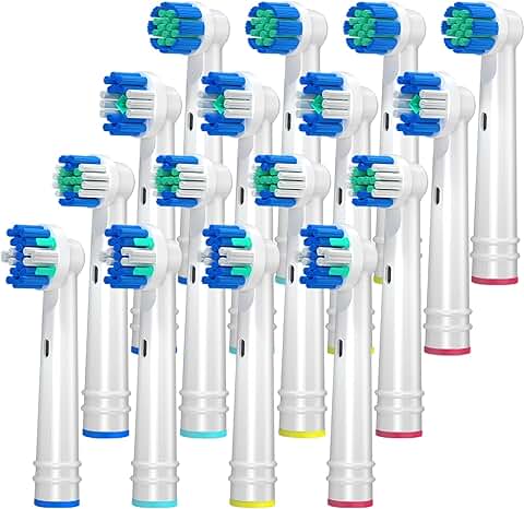 REDTRON Cabezal de Recambio para Oral-B Cepillo de Dientes Eléctrico Recargable, 16Pzs Recambios para Cepillo de Dientes Compatible con Precision, Floss, Cross, Whitening  