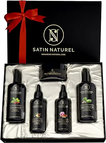 Regalos Originales para Mujer - Cuidado del Cuerpo Orgánico 5x30 ml - Regalo Mujer - Manteca de Karite, Aceite de Argan, Aceite de Jojoba, Aceite de Almendras y Aceite de Ricino Satin Naturel  
