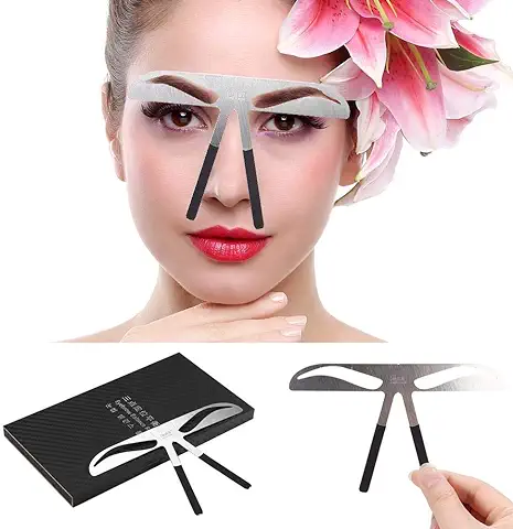 Regla de Cejas Tatuaje Permanente Medida de Cejas Equilibrio Extensión Diseño de Posicionamiento de tres Puntos Herramienta de Maquillaje de Acero Inoxidable (01#)  