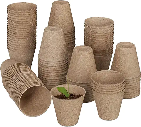 Relaxdays Set 120 Semilleros, Biodegradables, Macetas Semillas Redondas, Planteros Pequeñas Celulosa, 7,5x8 cm, Natural  