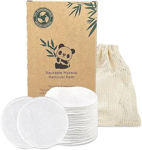 Relota 22 Piezas Discos Desmaquillantes Reutilizables en Fibra de Bambú, Algodones Desmaquillantes Lavable con Bolsa de Lavandería, Suave Antibacteriano Toallitas Ecologicos para Todo Tipo de Piel  