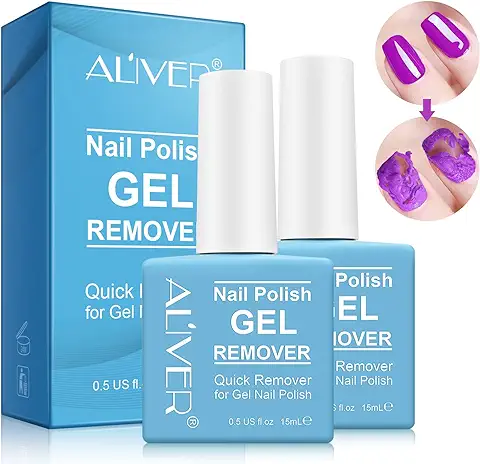 Removedor de Esmalte de Uñas (2 Packs, 2x15ML), Profesional Remueve el Esmalte de Uñas en 3-5 Minutos para Uñas Naturales, de Gel, No Daña las Uñas  