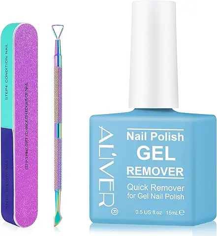 Removedor Esmalte Semipermanente, Quita Esmalte Semipermanentes Para UñAs, Quitaesmalte De Gel Para UñAs En 3-5 Minutos, FáCil Y RáPido, No DañA La UñA, Con Lima De UñAs Y Empujador De CutíCula  