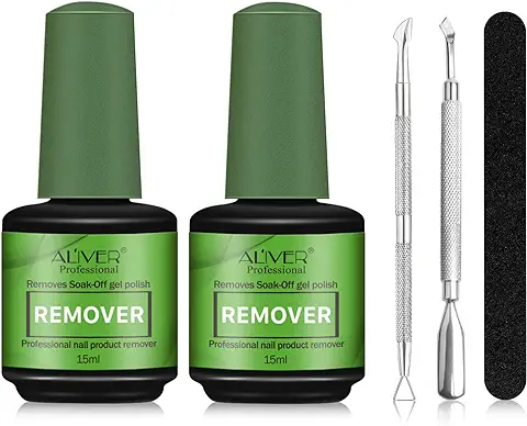 Removedor Quita Esmalte Semipermanente para Uñas 2 Piezas,Remover Quitaesmalte para Quitar el Esmalte de Uñas Rápido Y Fácil,quitar Suavemente sin Lastimar,con Lima de Uñas y Rascador de Esmalte  