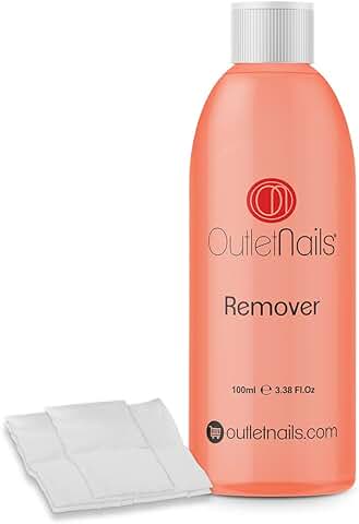 Remover 100ml para Retirar Esmaltes Permanentes + 10 Celulosas | Acetona con Olor a Naranja | Made in Spain  