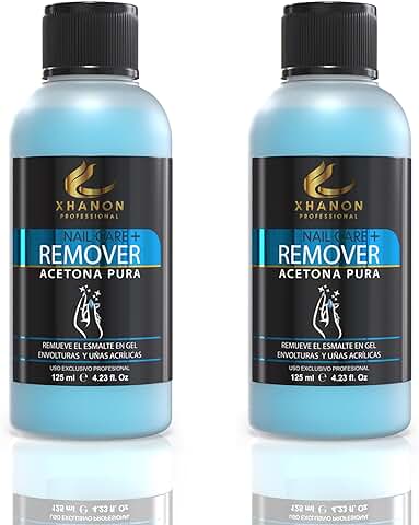 Remover Acetona pura Especial Blue Para Uñas Nail Care+. Removedor de Esmalte Permanente/semipermanente de Uñas Acrílicas y Esmalte en gel Xhanon Professional 2x125ml  