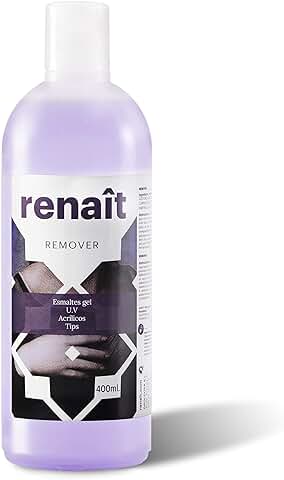 Remover Renaît 400ml. Quitaesmalte Profesional con Acetona para Esmaltes Semipermanentes. Removedor para Uñas de gel UV  
