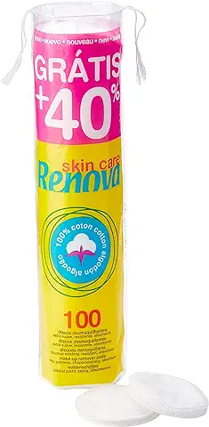 Renova Discos Desmaquillantes | 100 Discos de Algodón | Extra Suaves, Resistentes y Absorbentes | Tamaño Estándar  
