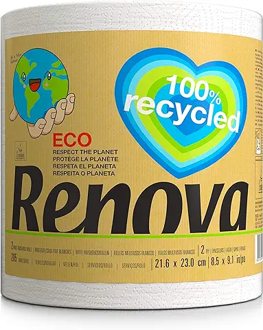 Renova Rollos de Cocina Recycled Gigarollo Ecológico | 1 Gigarrollo Equivalente a 10 Rollos de Cocina | Papel Reciclado & Certificado Ecolabel  