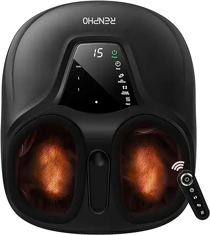 RENPHO Masajeador de Pies Shiatsu, Masajeador de Pies Compacto con Función de Calor, Amasamiento Profundo, con Temporizadores,Alivia el Cansancio Muscular y la Fascitis Plantar,con Mando a Distancia  