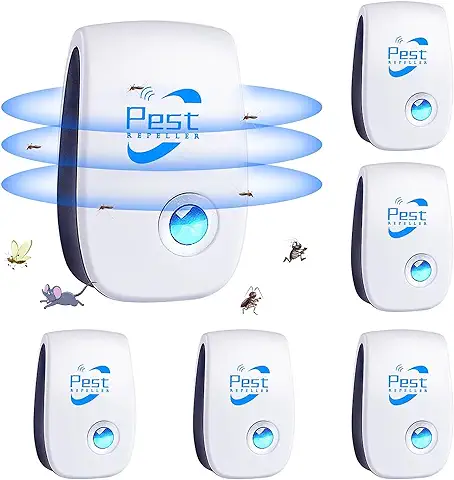 Repelente Ultrasónico de Plagas, 6 Pack Electrónico Repelente Mosquitos Ultrasónico Mosquitos Repelente Control de Plagas para Interiores, Insectos, Moscas, Cucarachas, Arañas, Roedores  