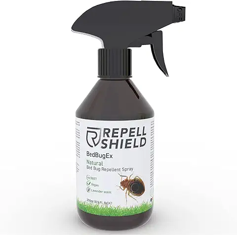 RepellShield Spray Antiacaros y Chinches para Colchón, Piel, Ropa, Sábanas, 250ml - Repelente Anti Acaros Eliminar - Alternativa Ecológica al Insecticida Chinches y al Acido Borico en Polvo  