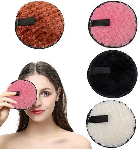 REQAG 4 Piezas Discos Desmaquillantes Reutilizables Almohadillas Desmaquillantes Reutilizables Toallitas Desmaquillantes Lavables para Limpieza Facial, Cuidado de la Piel  