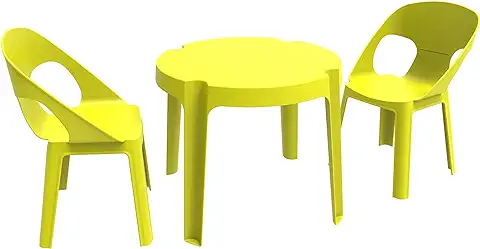 RESOL Rita Conjunto Mesa Infantil con Sillas | 2 Sillas Niños y 1 Mesa de Plástico | Apilables y de Muy Fácil Limpieza y Mantenimiento | Set Rita - Color Verde Lima  