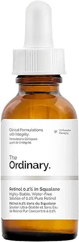 Retinol al 0,2 % en Escualano, de The Ordinary- 30 ml, Reduce la Apariencia de las Líneas Finas, del Daño de la luz y el Envejecimiento General de la piel  