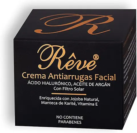 REVE Antiarrugas Facial Argan con Ácido Hialurónico + Molecular Film + Vitamina e + Manteca de Karite + Fps15 + Aloe Vera Sin Parabenes - Hombre y Mujer, Día y Noche - Cosmética Natural, Crema, 55 ml  