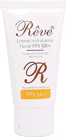 REVE Crema Hidratante Facial con Protección Solar Muy Alta Fps 50, Sol y Nieve, Hombre y Mujer, Día y Noche, Cosmética Natural Sin Parabenes, Blanco, 50 Mililitros  