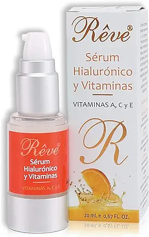 REVE Sérum Facial Hialurónico y Vitamina C, A y E - Antiarrugas y Antiedad, Hidratación y Luminosidad, Hombre y Mujer, Día y Noche, Cosmética de Calidad Sin Parabenes, Todas las Pieles, 20 Mililitros  