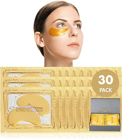 Revitale Mascarilla de colágeno para las bolsas de los ojos de oro, mascarilla de cuidado de la piel hidratante anti arrugas, ácido hialurónico (paquete de 30)