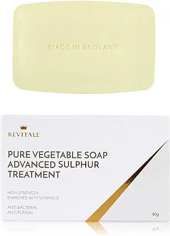 Revitale Tratamiento de Jabón de Azufre puro Vegetal Avanzado, 80 g, Antibacteriano, Ayuda a Combatir Puntos Negros, Manchas, Irritación de la piel  