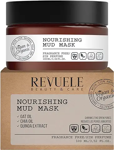 Revuele Mascarilla De Barro Nutritiva, 50ml, Vegana Y Orgánica, Mascarilla Facial Hidratante 100% Natural, Rutina De Cuidado De La Piel V&o, Sin Fragancia, Blanca  