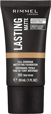 Rimmel Lasting Matte Foundation, Base de Maquillaje, Tono 203, 30ml  