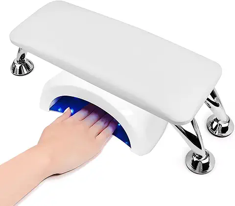 RISVOWO Reposamanos para Uñas, Cojines para Reposabrazos, Reposamanos para Manicura con Soporte de Acero Inoxidable, Reposamanos para Esteticista, Mesa de Manicura Profesional de Cuero de Microfibra  
