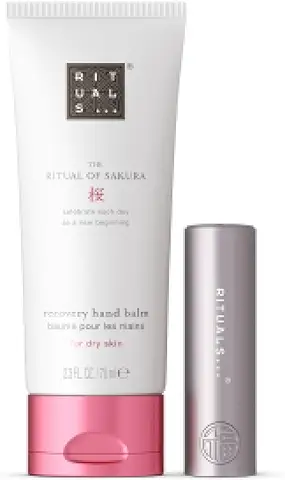RITUALS Hand & Lip Set de Regalo – Crema de Manos The Ritual of Sakura y Bálsamo Labial Fortune Balms Repair – Propiedades Reparadoras y Nutritivas – 1 x 70 ml + 1 x 4,8 g  