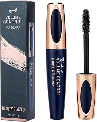 Rímel de Pestañas de Fibra de seda 4D, Máscara de Pestañas Extra Larga Resistente al agua que no se riza Maquillaje Natural de ojos de Larga Duración Negro  