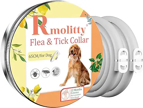 Rmolitty Collar Antiparasitario Perros, Collar para Garrapatas,Tratamiento de Pulgas de Aceites Naturales para 12 Meses de Protección, 65 cm de Longitud para Perros Pequeña Mediano Grande (2-Pack)  