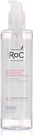 RoC - Agua Limpiadora Micelar Extraconfort - Piel, Rostro y Ojos Sensibles - Limpieza Eficaz - Minimiza los Riesgos de Alergia - 400 ml  