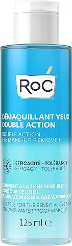 RoC - Desmaquillador de Ojos Doble Acción - Combinación de Agua y Aceite - Elimina el Maquillaje Impermeable - Minimiza los Riesgos de Alergia - 125 ml  