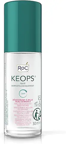 RoC - KEOPS Desodorante Roll-On Piel Sensible - Antitranspirante - Eficacia 48 Horas - Reduce la Humedad y el Malestar - Sin Alcohol y Sin Fragancia - Aloe Vera - 30 ml  