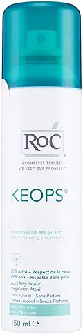 ROC KEOPS Seco - Desodorante Spray, Pieles Normales, Sin Perfume, sin Alcohol, Piel Fresca Durante 48 Horas, 150 ml  