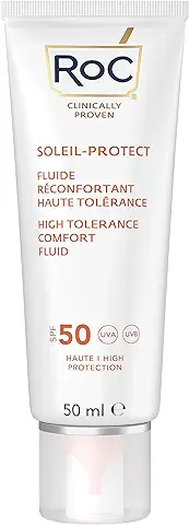 RoC - Soleil-Protect Fluido Confort de Alta Tolerancia SPF 50 - Crema Hidratante Facial - Protector Solar Hipoalergénico - Piel Sensible - 50 ml  
