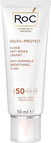 RoC - Soleil-Protect Fluido Suavizante Antiarrugas SPF 50 - Crema Hidratante Facial - Reduce las Arrugas - Protector Solar - 50 ml  