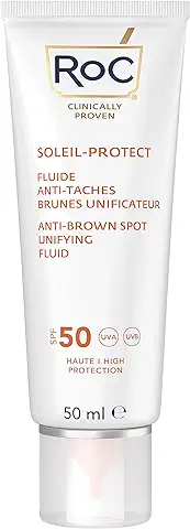 RoC - Soleil-Protect Fluido Unificador Anti Mancha Marrón SPF 50 - Crema Hidratante Facial con Vitamina C - Reduce las Manchas Marrones - 50 ml  