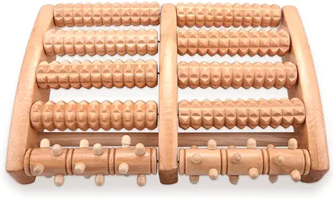 Rodillo de Masaje para Pies, Reflexología, para Fascitis Plantar, Alivio del Dolor, Calambres, Edemas, para el Hogar y la Oficina (de Madera)  